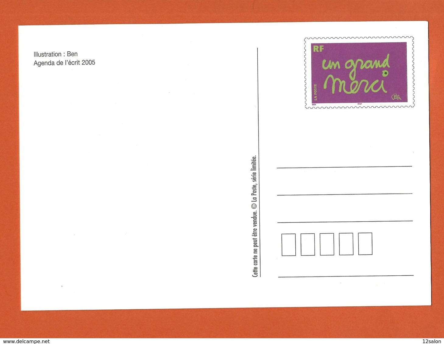 ENTIERS POSTAUX CARTE POSTALE  TYPE GRAND MERCI - Cartes Postales Types Et TSC (avant 1995)