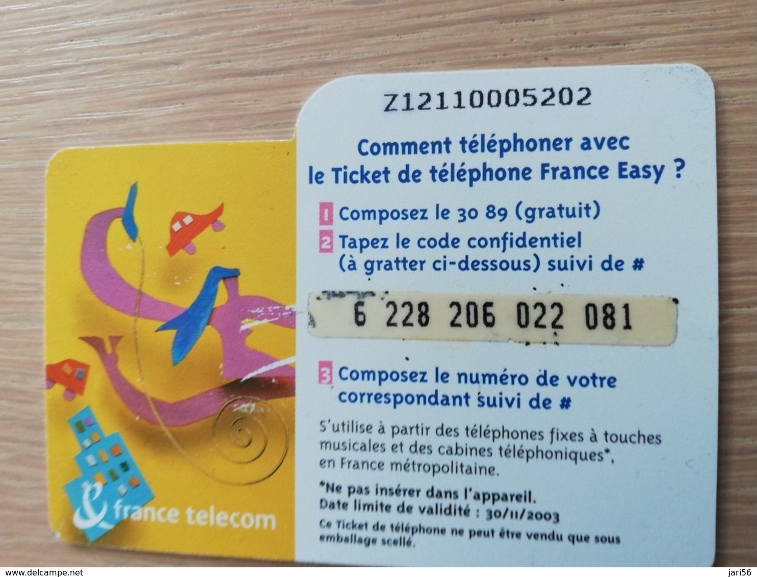 FRANCE/FRANKRIJK   TICKET 7,5 €   PREPAID  USED    ** 1484** - Nachladekarten (Handy/SIM)