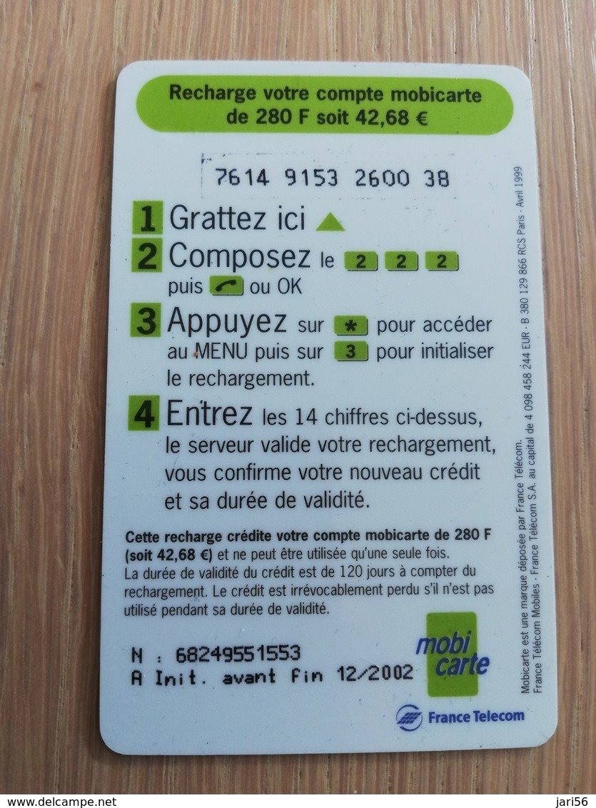 FRANCE/FRANKRIJK   RECHARGE 250+30   PREPAID  USED    ** 1488** - Nachladekarten (Handy/SIM)