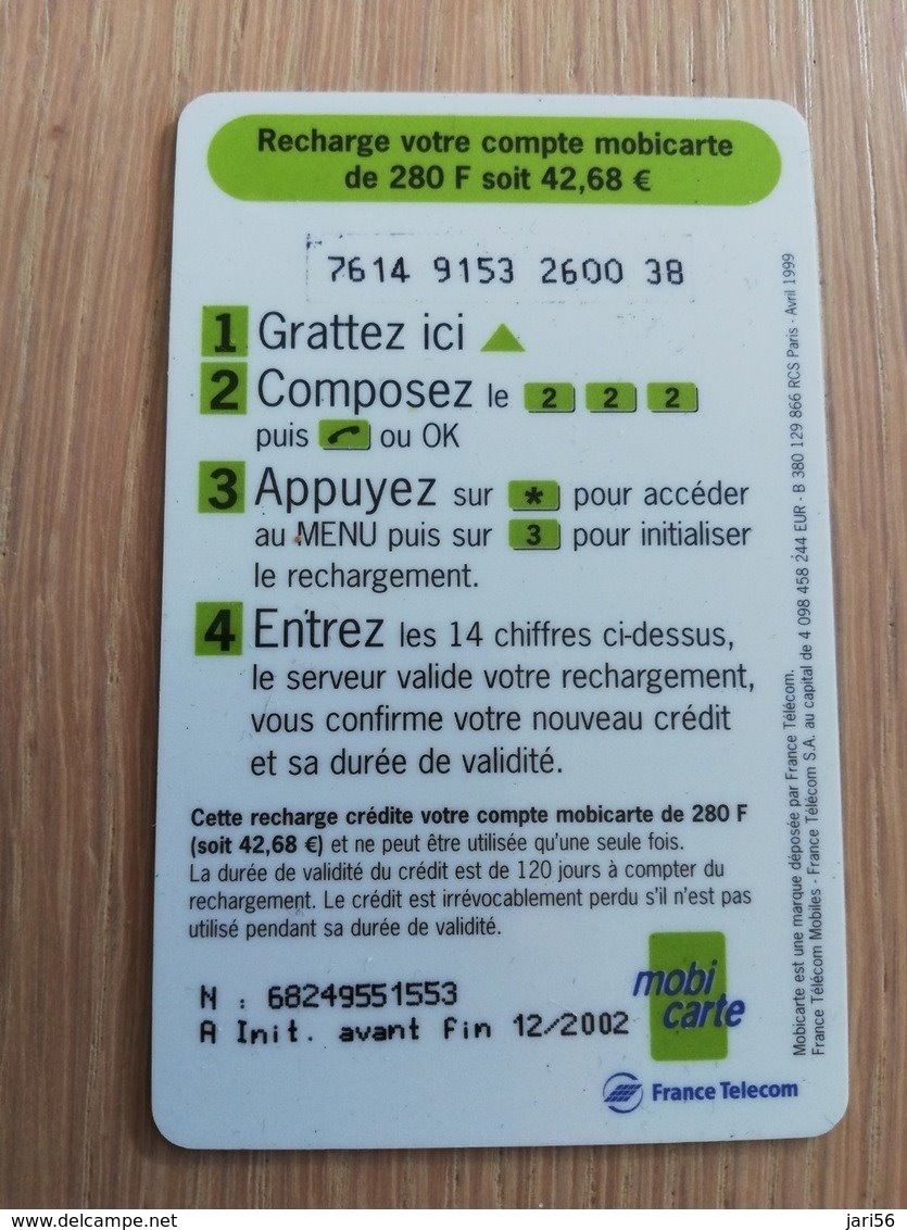 FRANCE/FRANKRIJK   RECHARGE 250+30   PREPAID  USED    ** 1488** - Mobicartes (GSM/SIM)