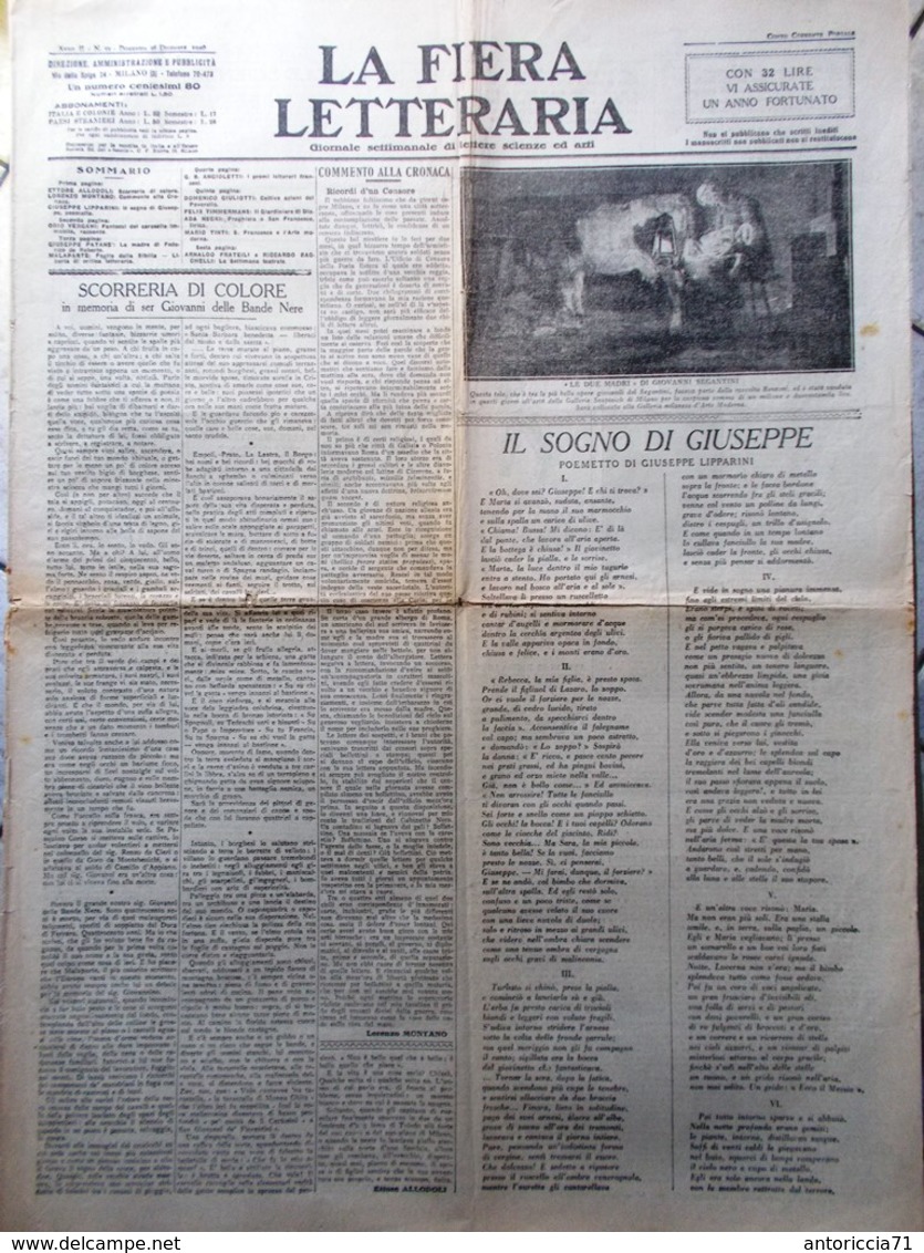 La Fiera Letteraria Del 26 Dicembre 1926 De Roberto San Francesco Lipparini Duce - Guerra 1914-18