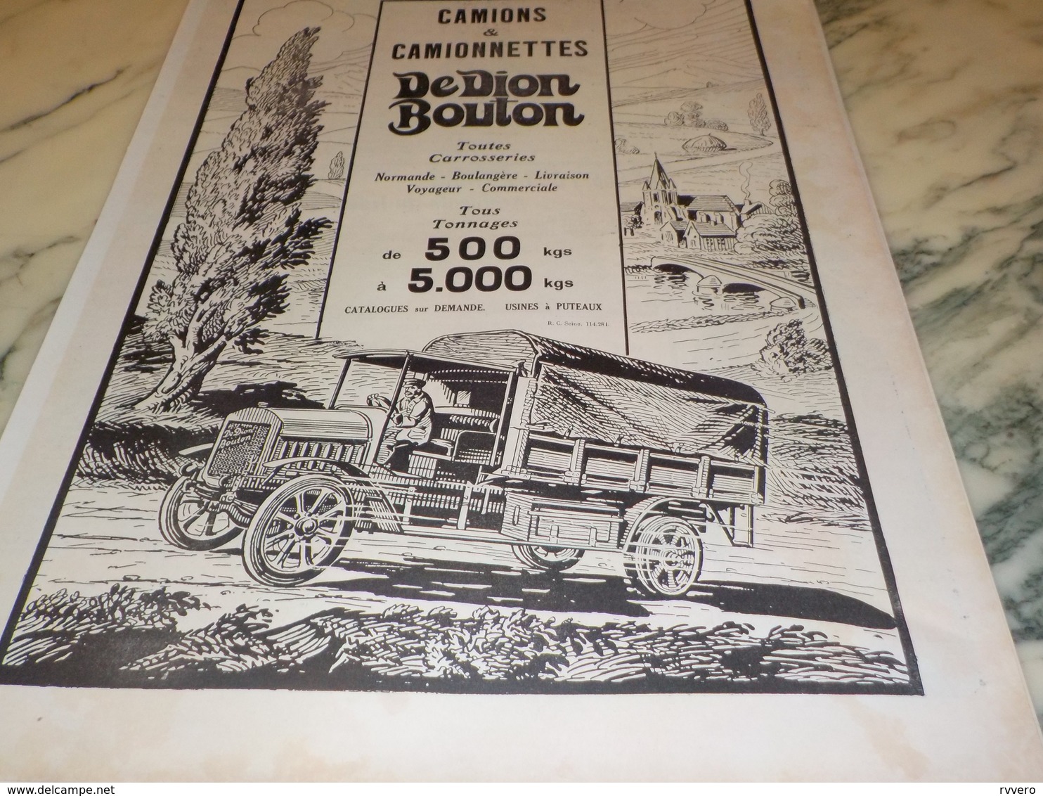 ANCIENNE PUBLICITE CAMION  DE DION BOUTON  1924 - Camiones