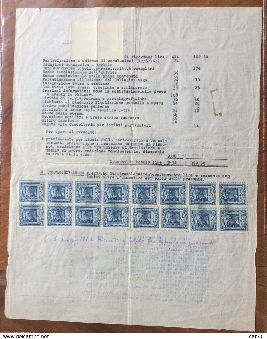 MARCHE DA BOLLO  SU FATTURA IN REPUBBLICA SOCIALE ITALIANA : VERONA 25 APRILE 1944 - Steuermarken