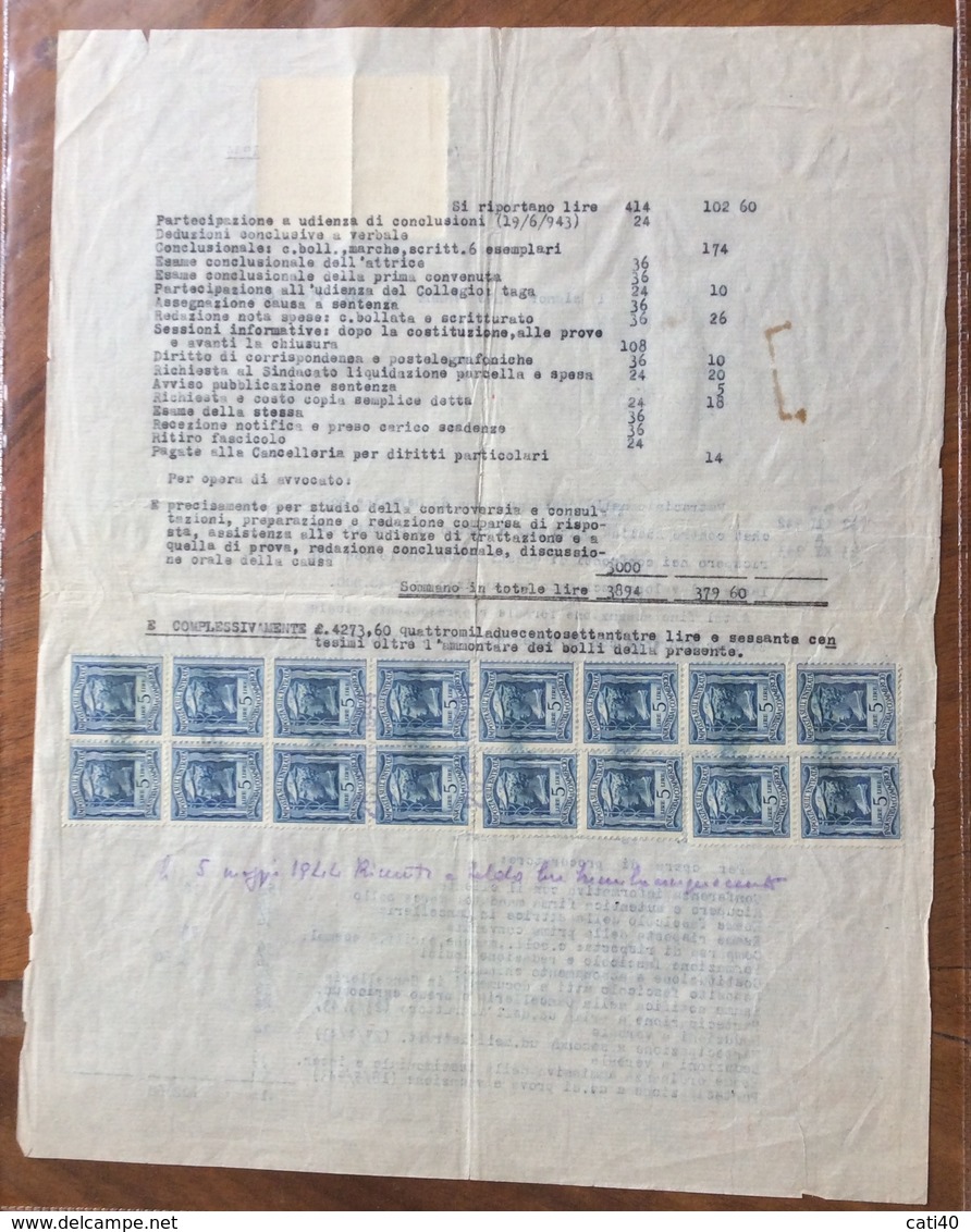 MARCHE DA BOLLO  SU FATTURA IN REPUBBLICA SOCIALE ITALIANA : VERONA 25 APRILE 1944 - Revenue Stamps