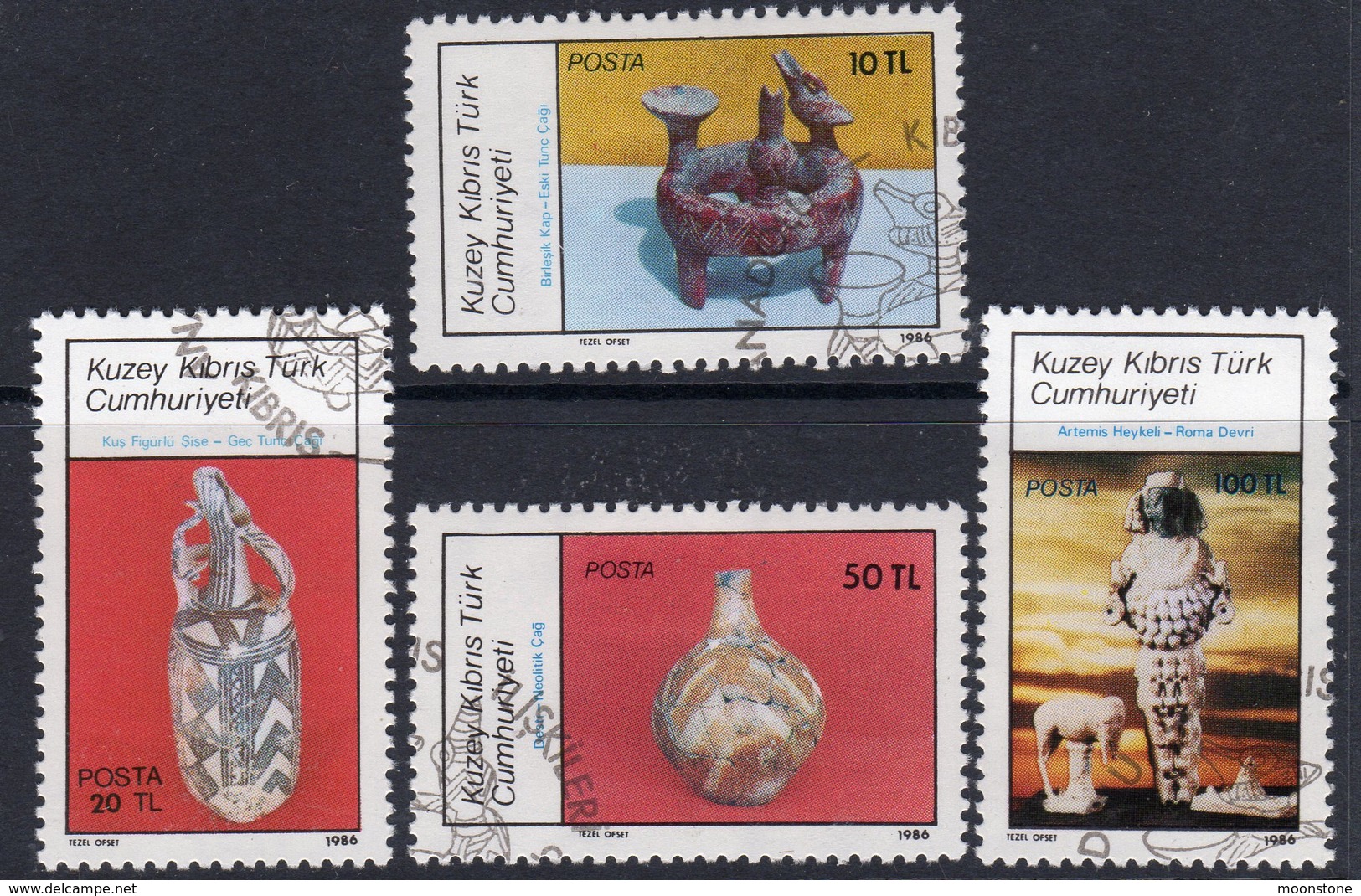 Cyprus Turkish 1986 Archaeological Artifacts Set Of 4, Used, SG 188/92 (A) - Gebraucht