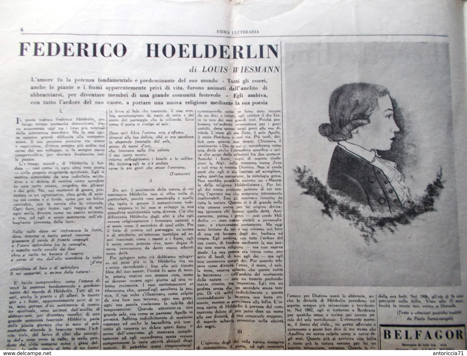 La Fiera Letteraria Del 13 Novembre 1947 Pittura Liguria Ferrara Bettini Rubens - Guerra 1914-18