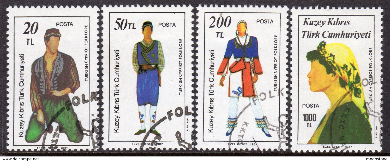 Cyprus Turkish 1987 Folk Dancers Set Of 4, Used, SG 212/5 (A) - Gebraucht