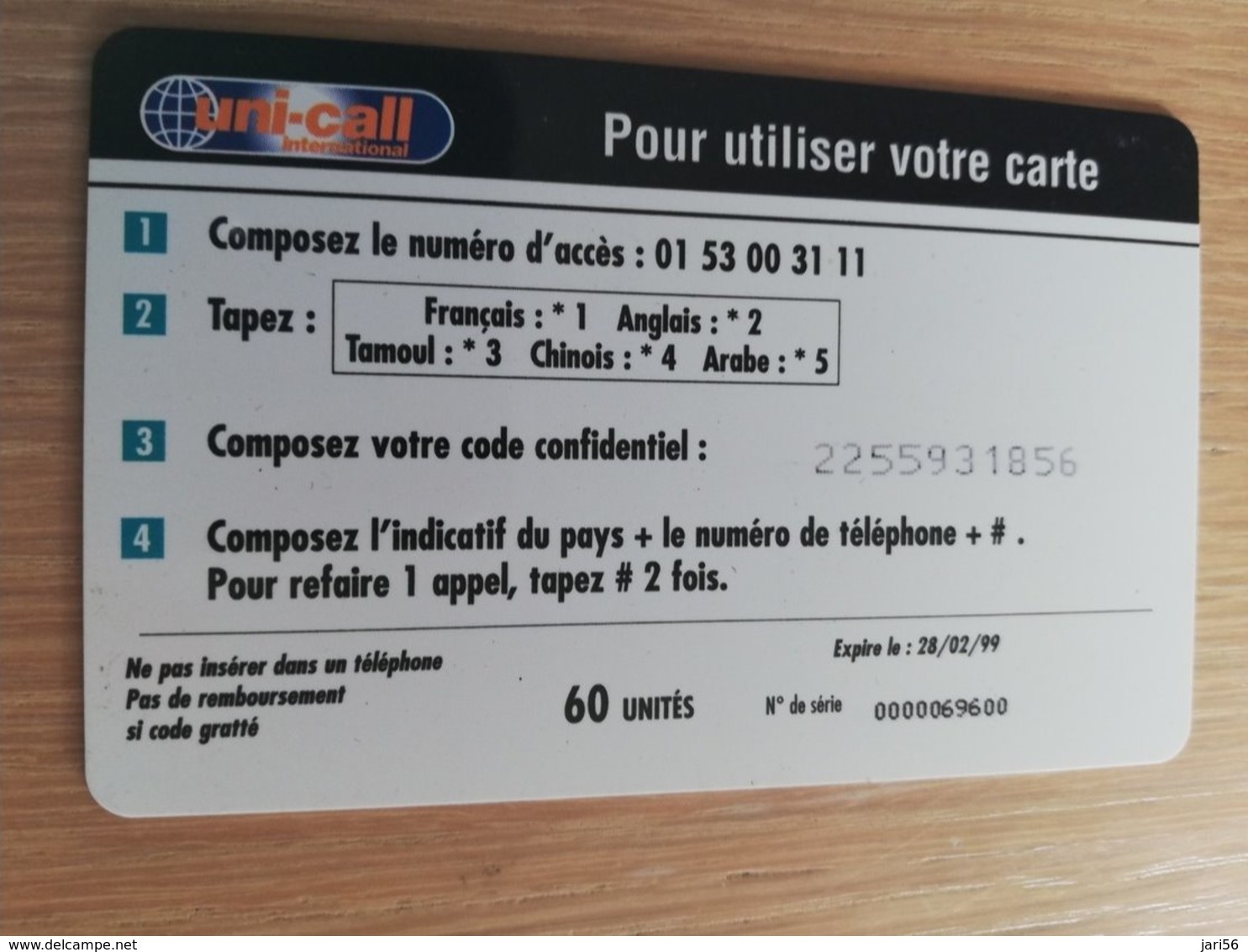 FRANCE/FRANKRIJK   UNICALL 50 FF    PREPAID  USED    ** 1495** - Mobicartes: Móviles/SIM)