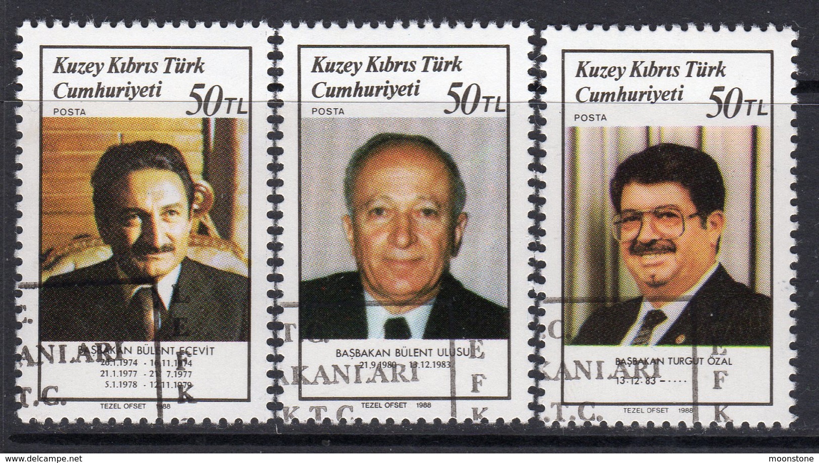 Cyprus Turkish 1988 Turkish Prime Ministers Set Of 3, Used, SG 233/5 (A) - Usados