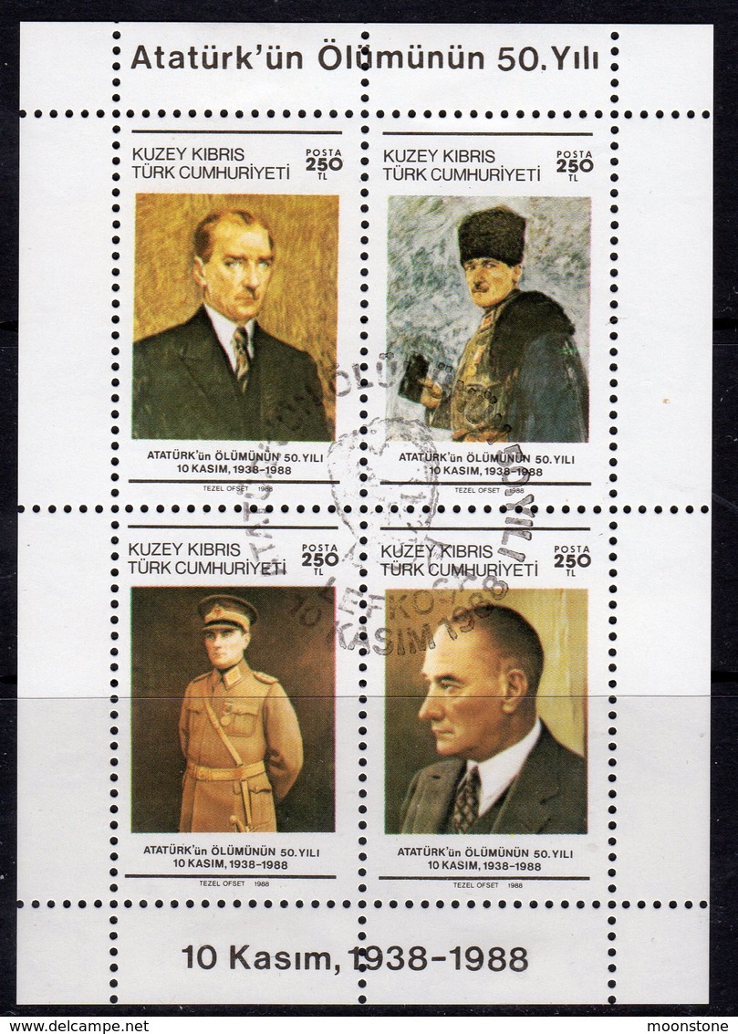 Cyprus Turkish 1988 50th Anniversary Of Kemal Ataturk's Death MS, Used, SG 246 (A) - Oblitérés