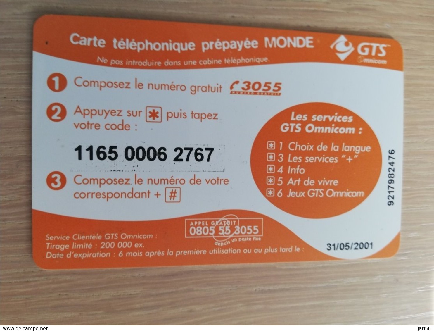 FRANCE/FRANKRIJK  OMNICOM GTS 50FF PREPAID  USED    ** 1504** - Voorafbetaalde Kaarten: Gsm