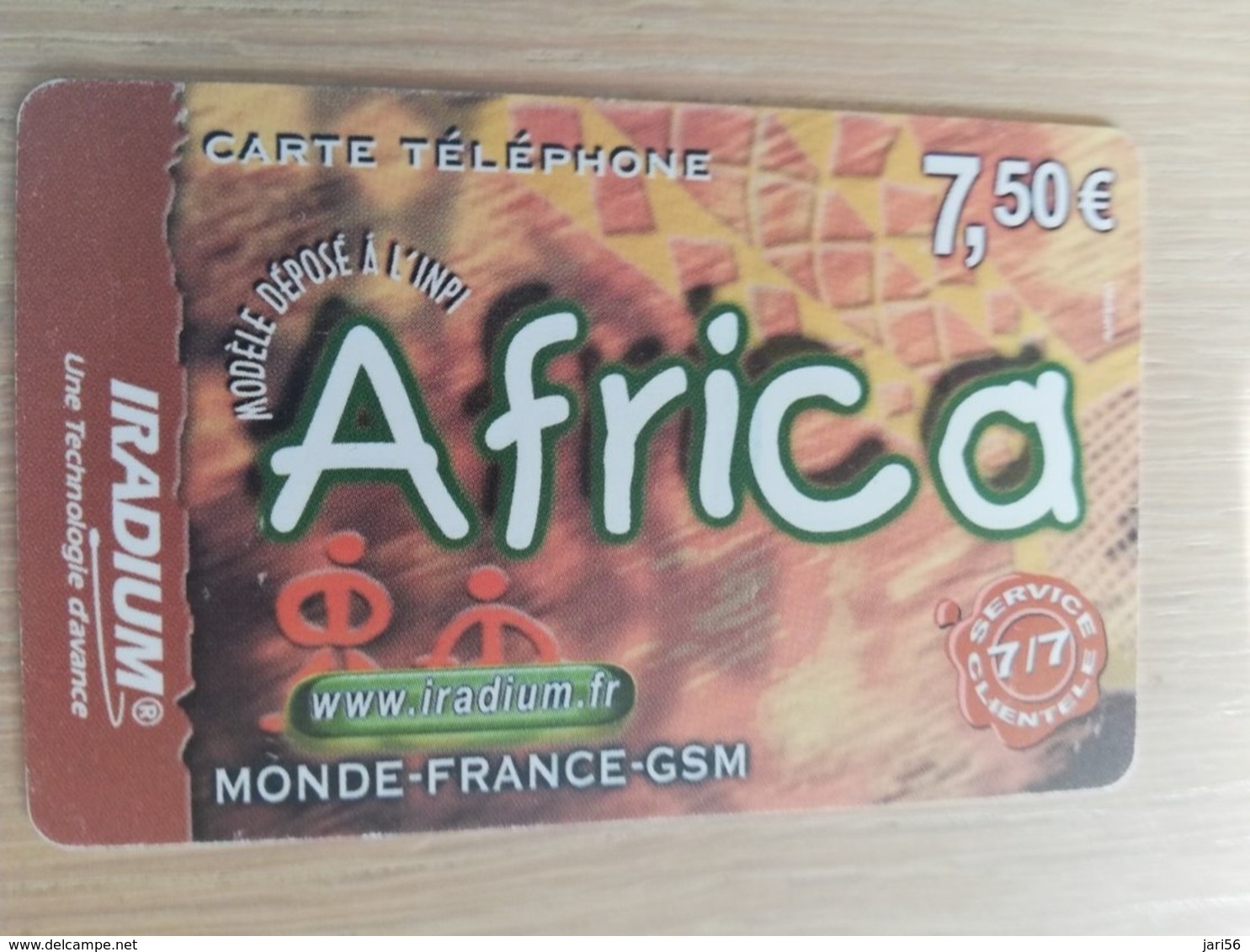 FRANCE/FRANKRIJK   AFRICA € 7,5 PREPAID  USED    ** 1507** - Per Cellulari (telefonini/schede SIM)