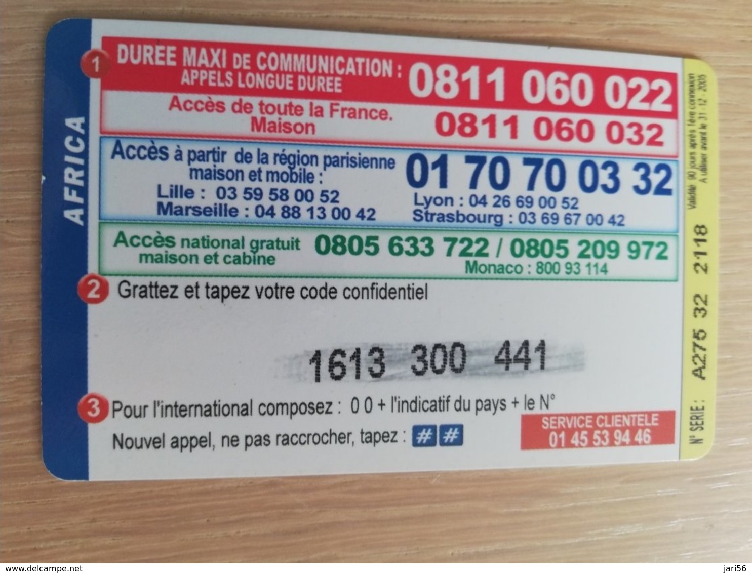 FRANCE/FRANKRIJK   AFRICA € 7,5 PREPAID  USED    ** 1507** - Mobicartes (GSM/SIM)
