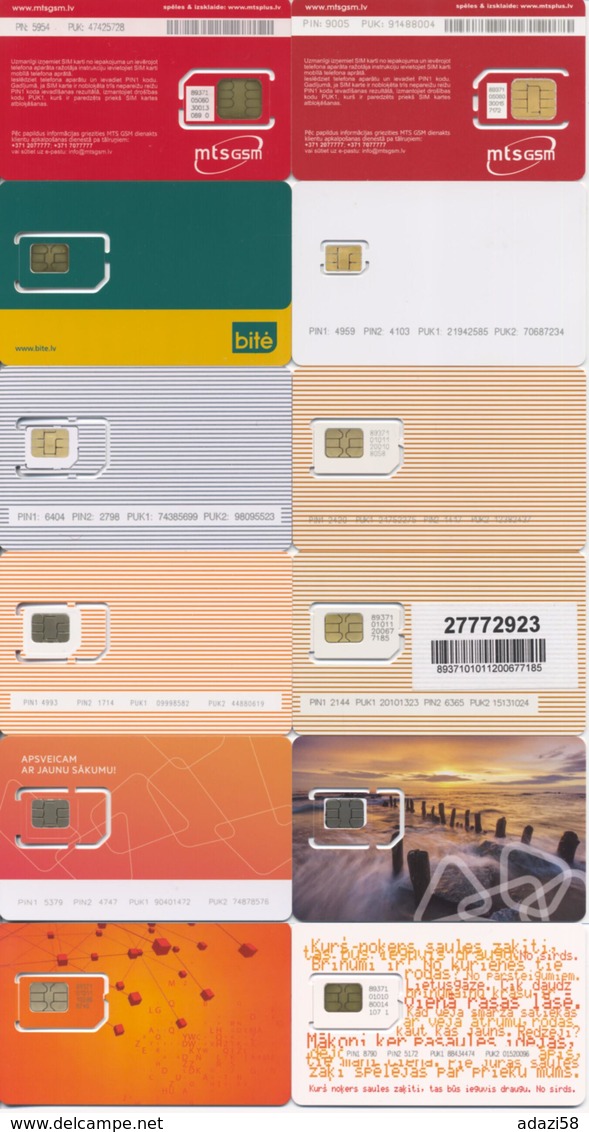 LATVIA / 12 Different GSM Sim-cards / MINT From 4 Operators - Lettland