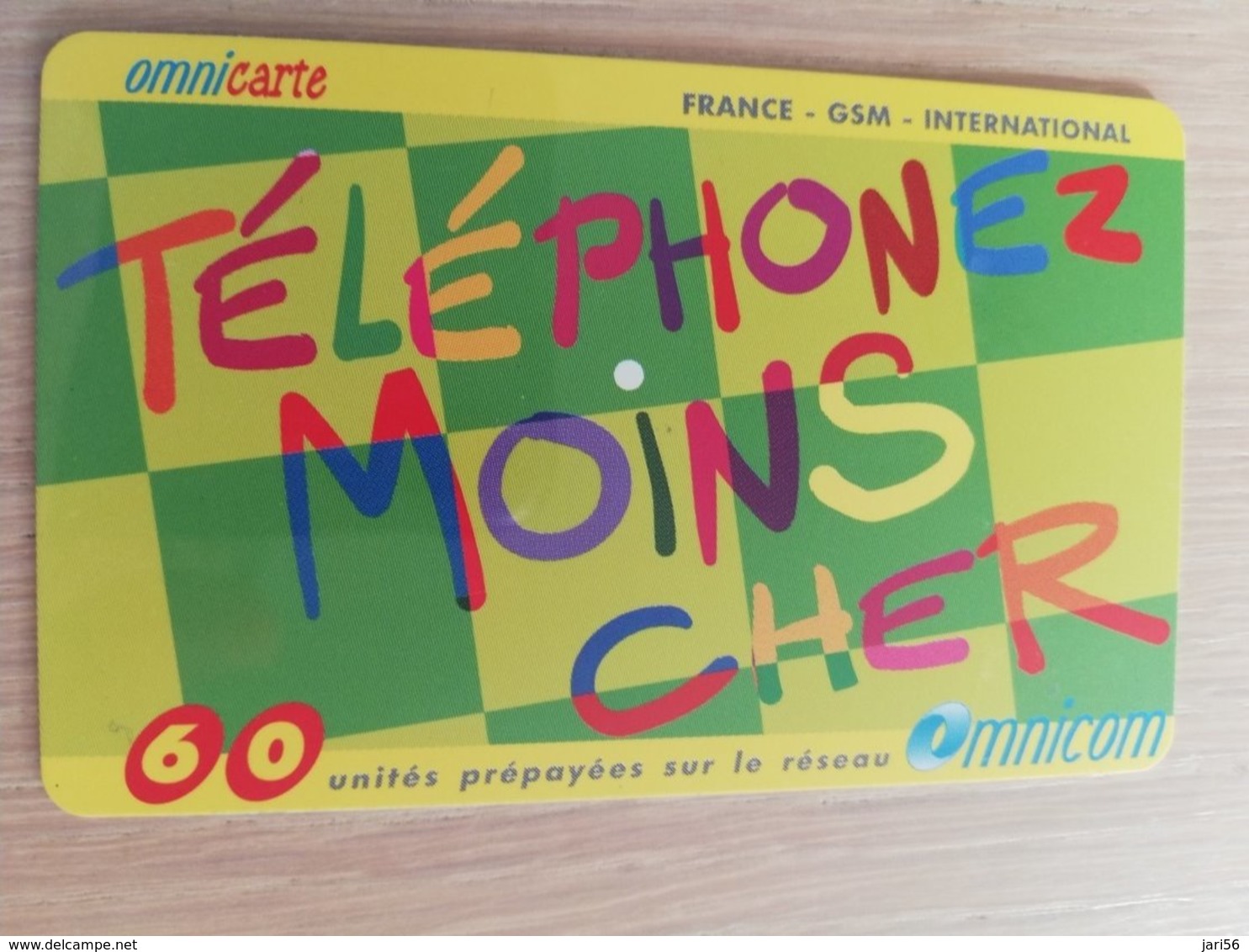 FRANCE/FRANKRIJK  OMNICARTE TELEPHONE MOINS CHER 60 UNITS PREPAID  USED    ** 1510** - Prepaid: Mobicartes