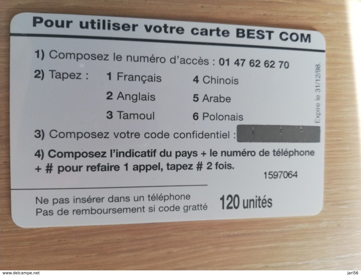 FRANCE/FRANKRIJK  BEST COM  SATTELITE 120 UNITES  PREPAID  MINT     ** 1516** - Voorafbetaalde Kaarten: Gsm