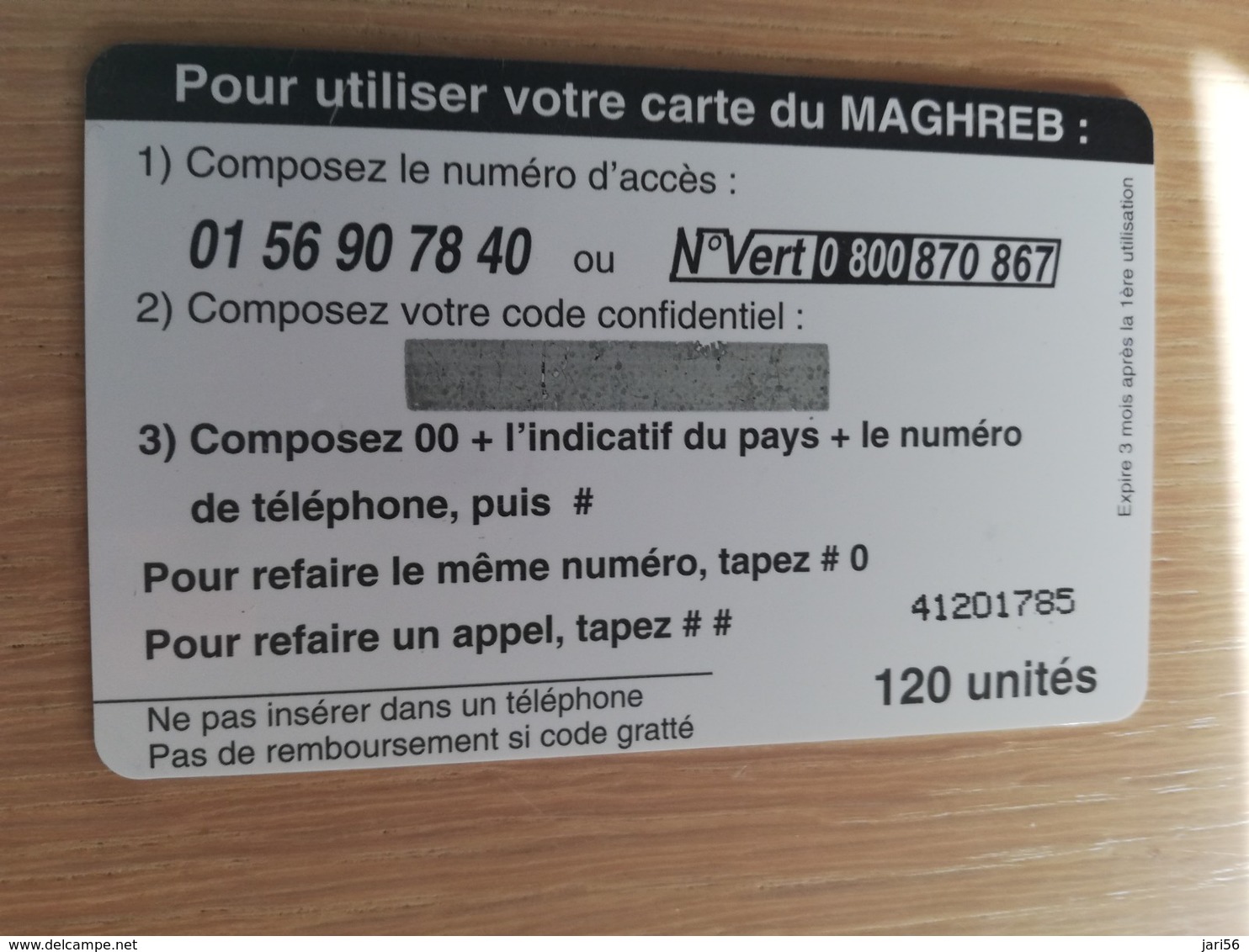 FRANCE/FRANKRIJK  LA CARTE DU MAGHREB 120 UNITES  PREPAID  MINT     ** 1518** - Mobicartes (GSM/SIM)