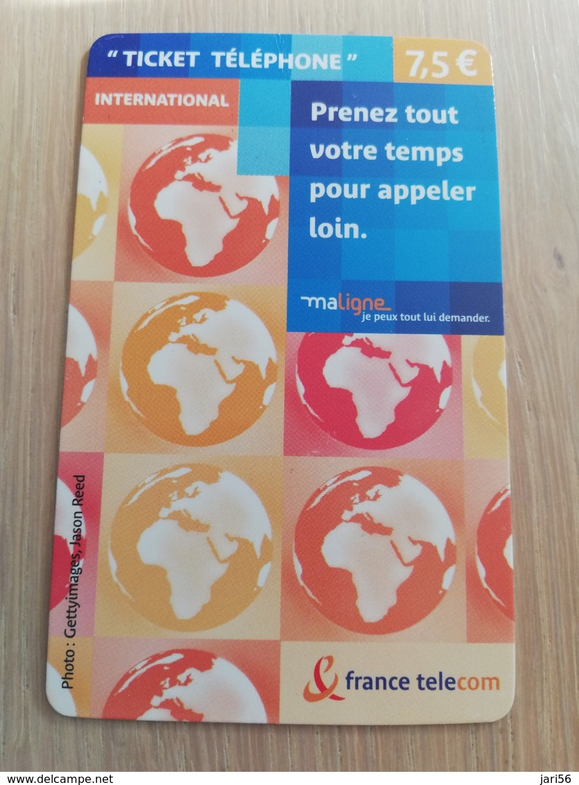 FRANCE/FRANKRIJK  TICKET TELE PHONE ¼ 7,5 PREPAID  MINT     ** 1519** - Voorafbetaalde Kaarten: Gsm