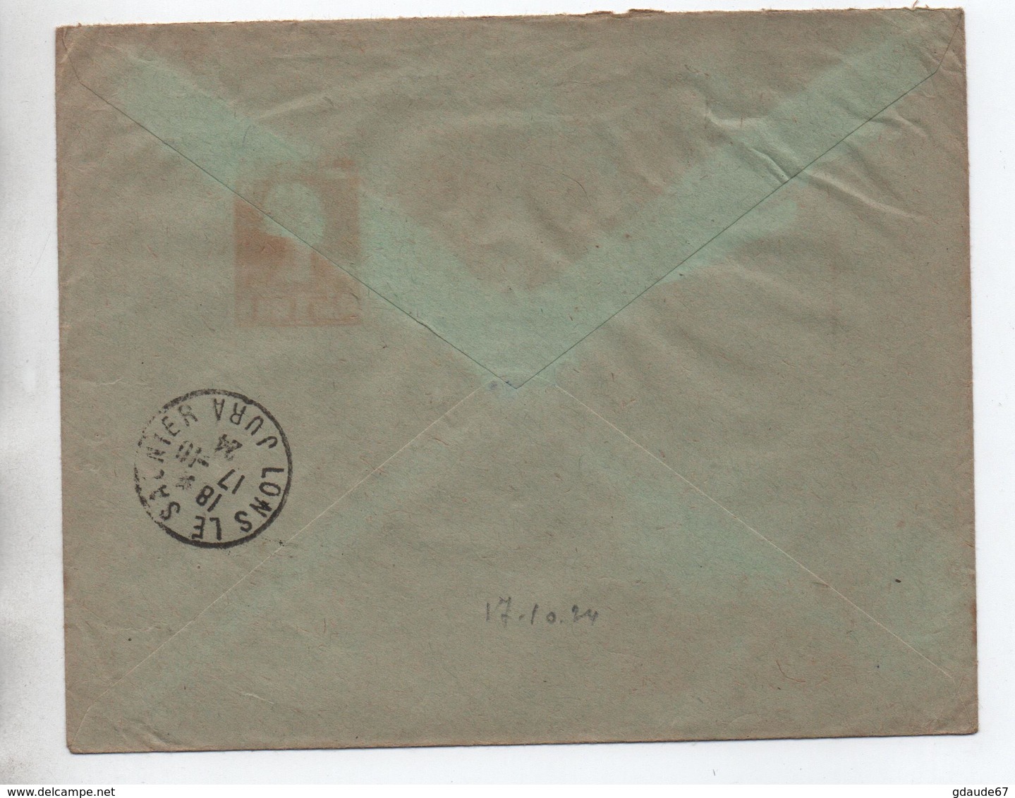 1924 - ENVELOPPE RECOMMANDEE De 'S GRAVENHAGE Pour LONS LE SAUNIER (JURA) Avec SEUL - Poststempels/ Marcofilie