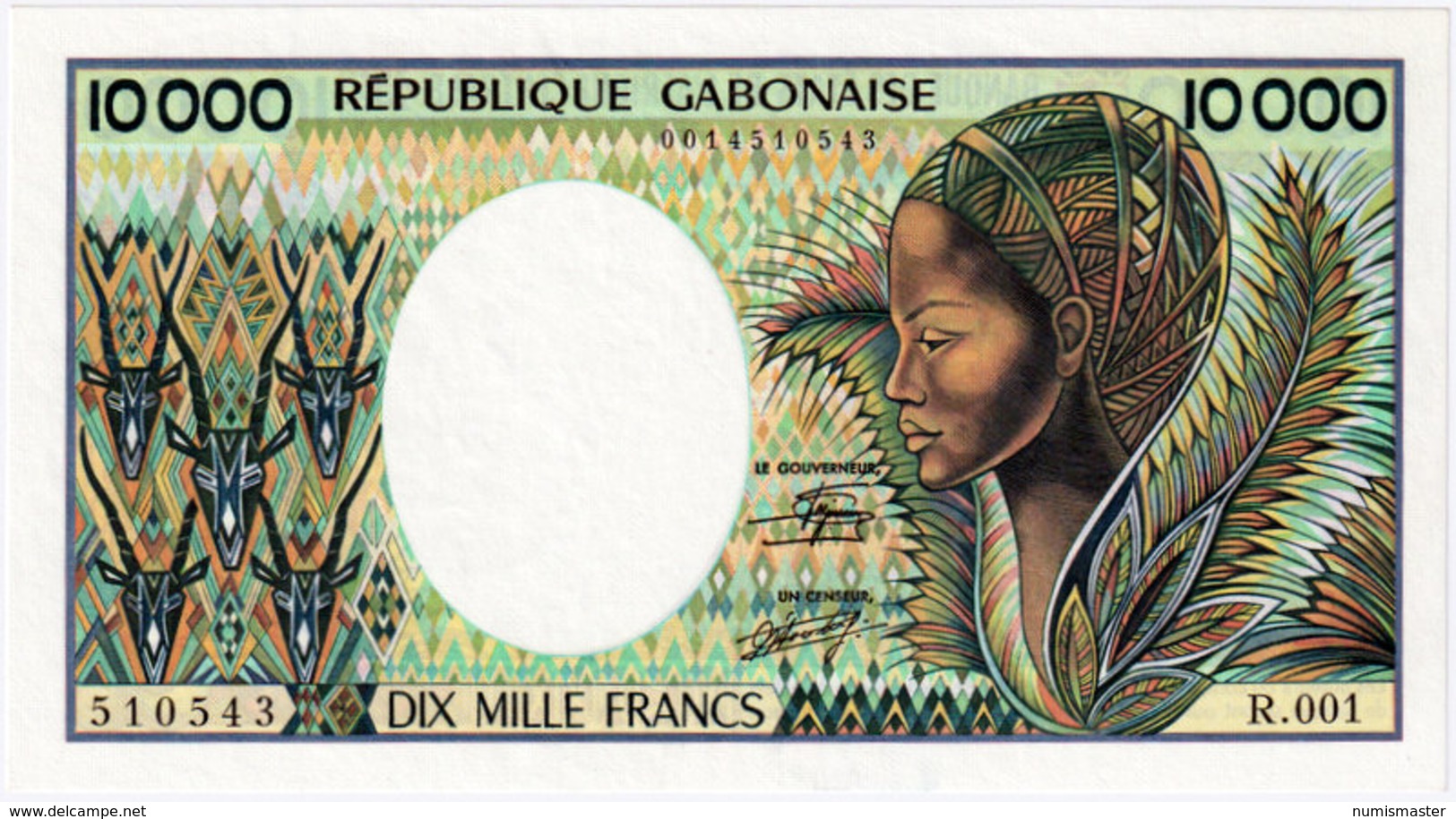 GABON 10 000 FRANCS P-7a UNC - Gabon