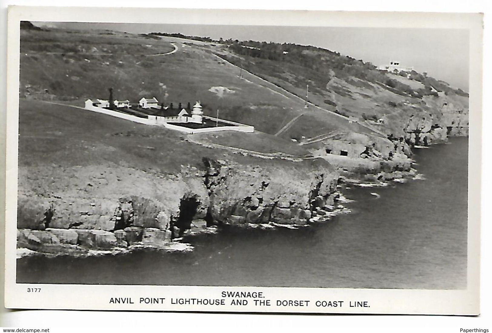 Real Photo Postcard, Swanage Anvil Point Lighthouse, And The Dorset Coastline. Air Photograph. - Swanage