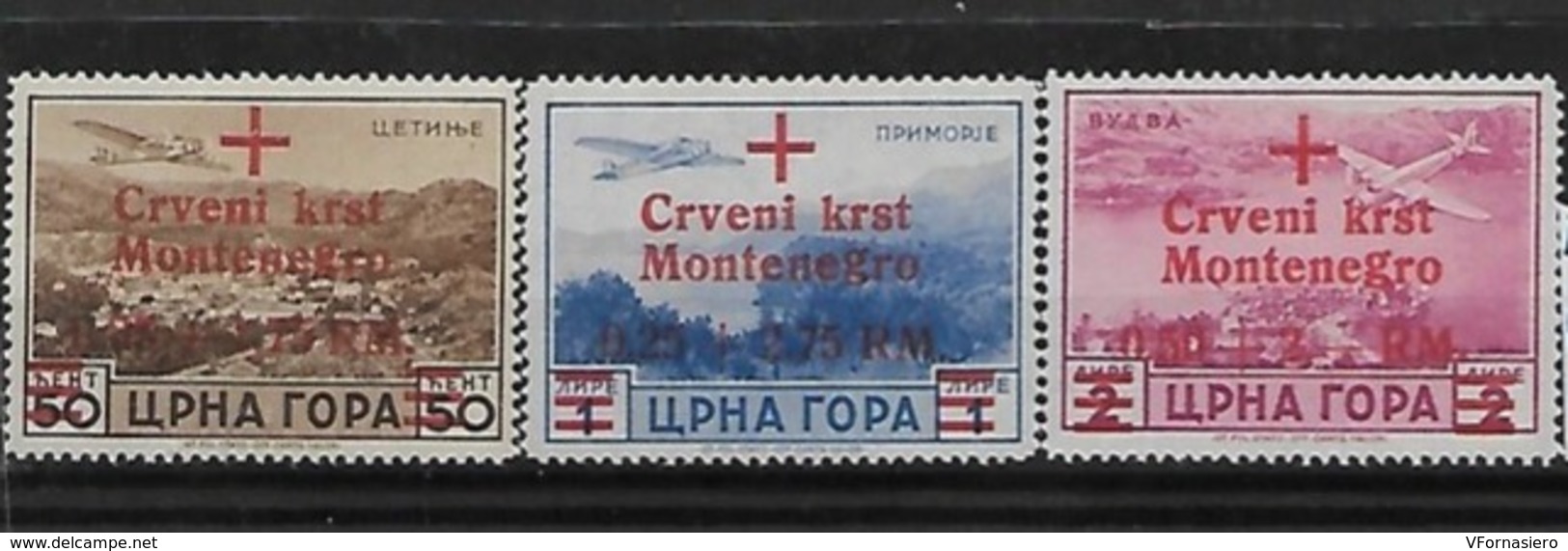 MONTENEGRO **1944 OCCUPAZIONE TEDESCA, POSTA AEREA - Deutsche Bes.: Montenegro