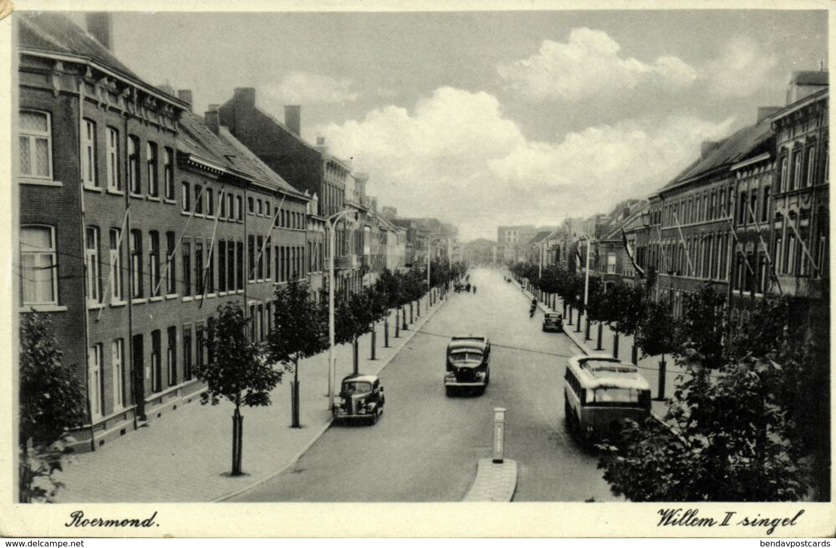 Nederland, ROERMOND, Willem II Singel, Bus Auto (1930s) Ansichtkaart - Roermond