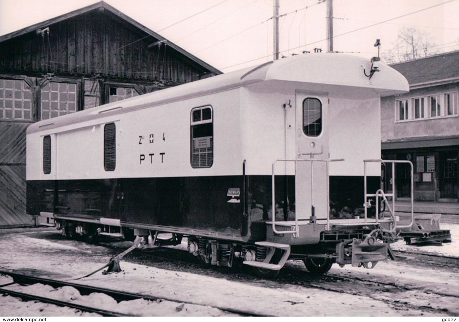 Chemin De Fer Lausanne Echallens Bercher, Wagon Postal à Echallens, Photo 1962 BVA LEB 79.9 - Bercher