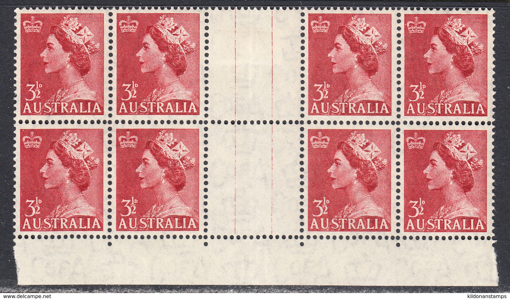 Australia 1953-56 Mint No Hinge/mounted, See Notes, Gutter Block Of 8, Sc# ,SG 263 - Ungebraucht