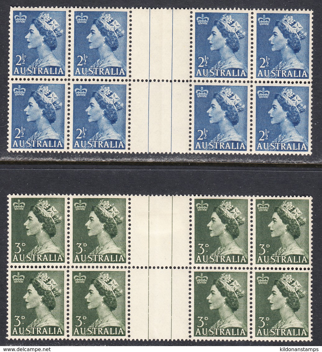 Australia 1953-56 Mint No Hinge/mounted, See Notes, Gutter Block Of 8, Sc# ,SG 261a,262 - Neufs