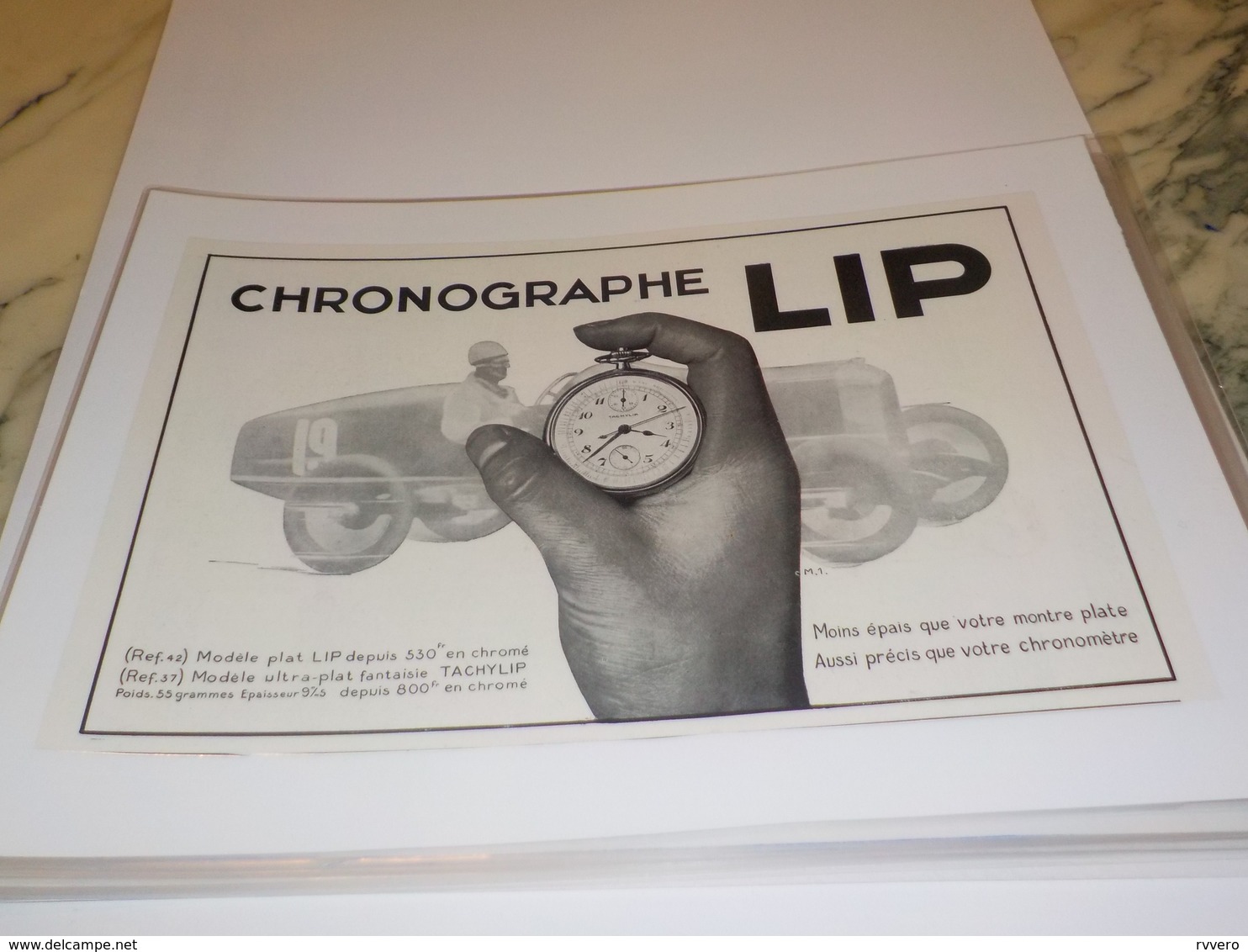 ANCIENNE PUBLICITE CHRONOGRAPHE LIP 1931 - Autres & Non Classés