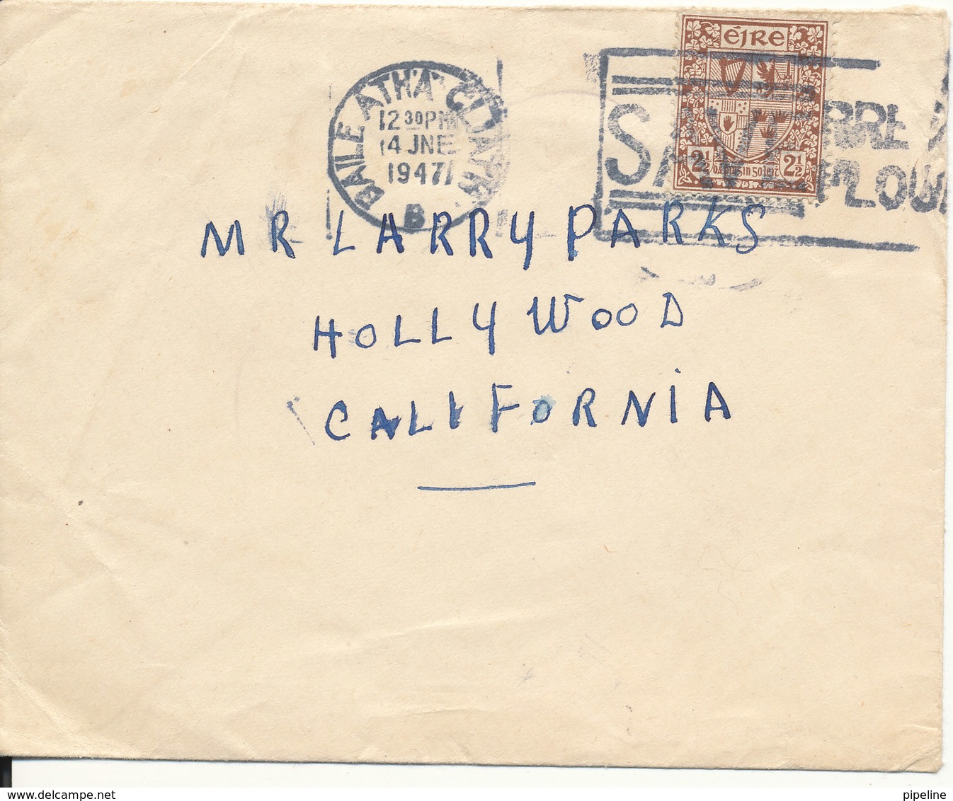 Ireland Cover Sent To USA 14-6-1947 Single Franked - Covers & Documents