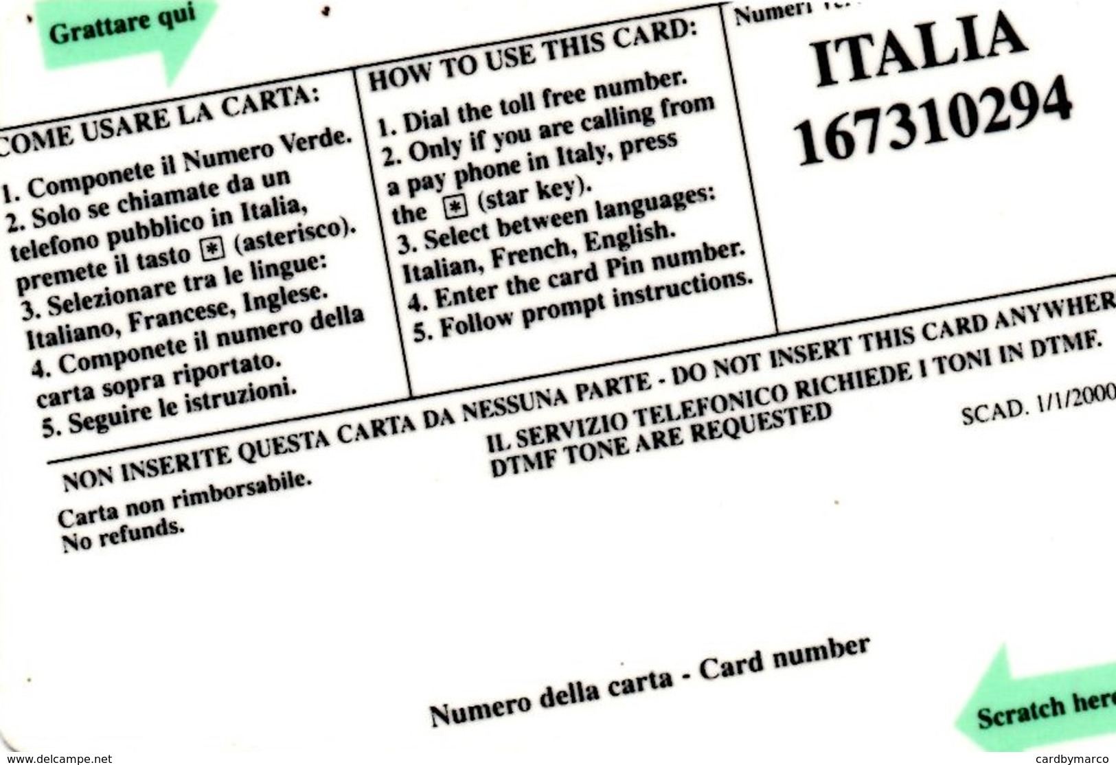 *ITALIA - EASY PHONE CARD* - Scheda PROTOTIPO (valore In Colore Blu) DIFETTO DI STAMPA - [2] Handy-, Prepaid- Und Aufladkarten