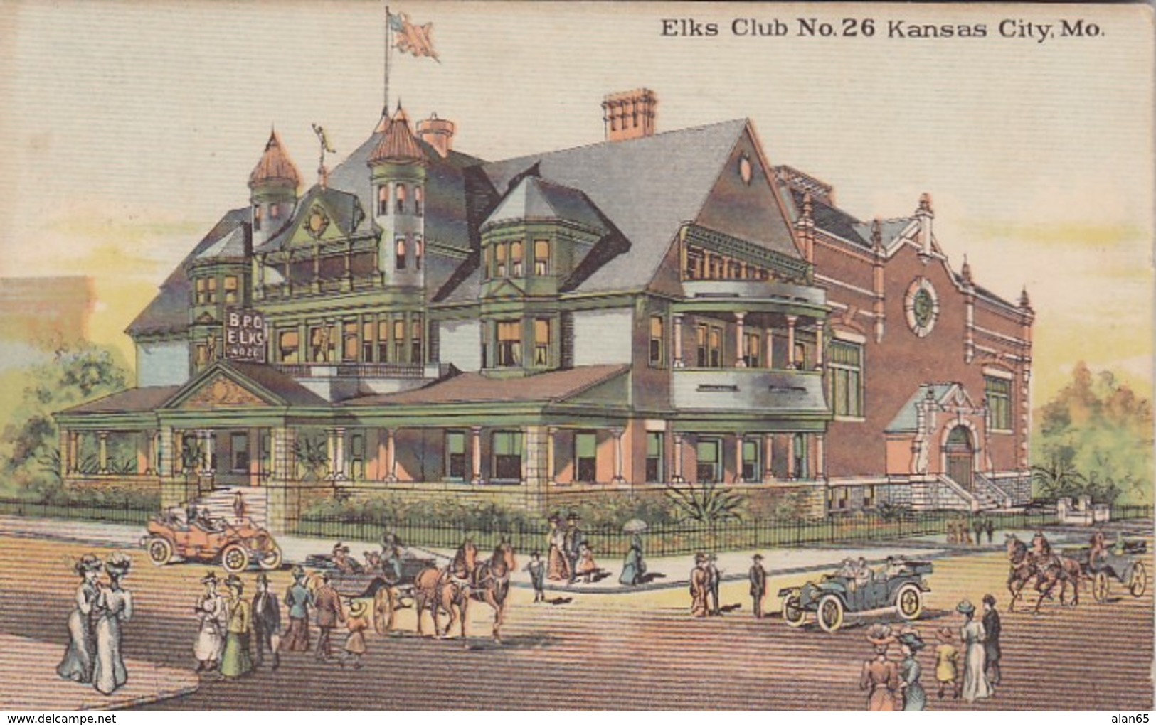 Elks Club #26 Lodge, Kansas City Missouri, Street Scene, C1910s Vintage Postcard - Kansas City – Missouri