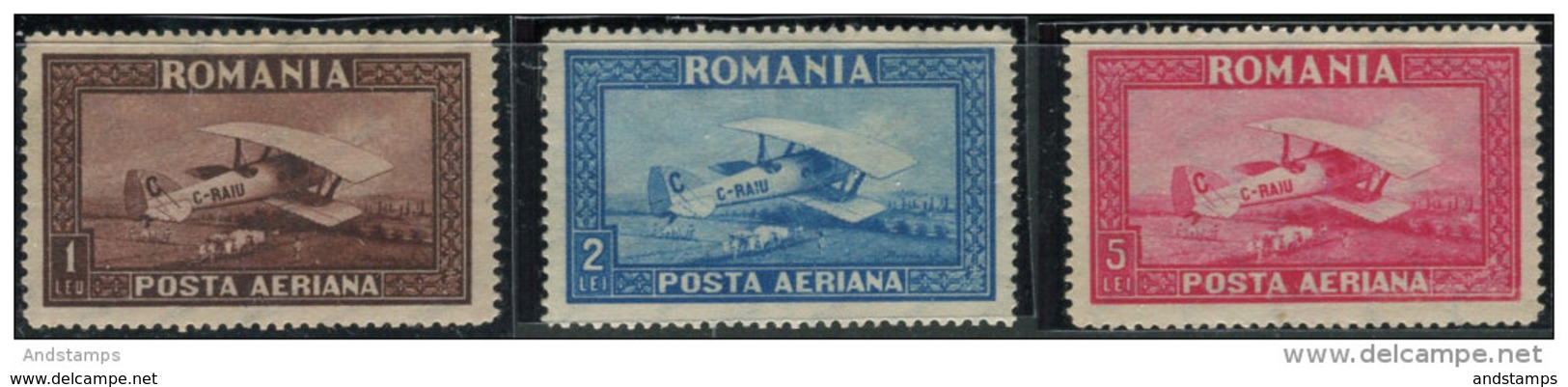Romania 1928. Michel #336/38-X VF/MH. Aviation. Airplanes (Ts21/B03) - Ungebraucht