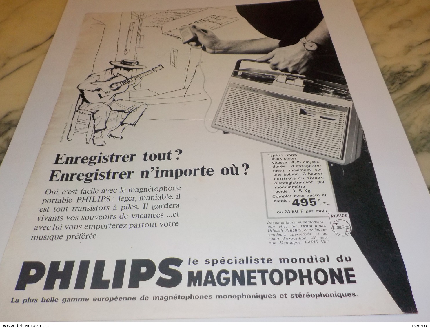 ANCIENNE   PUBLICITE MAGNETOPHONE PHILIPS 1963 - Autres Appareils