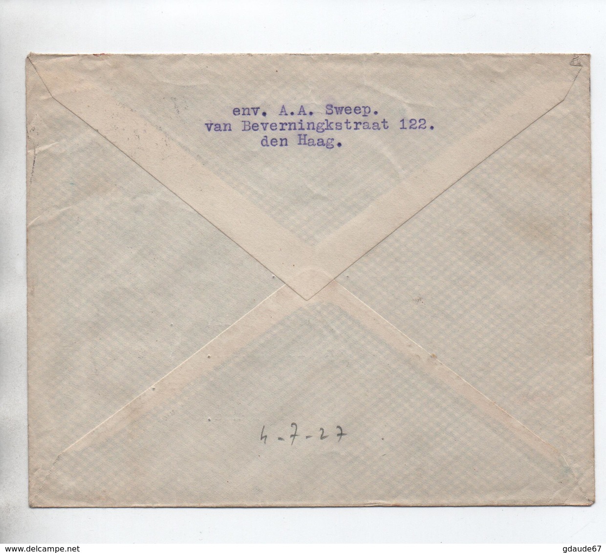 1927 - ENVELOPPE De 'S GRAVENHAGE Pour LONS LE SAUNIER (JURA) - Poststempels/ Marcofilie