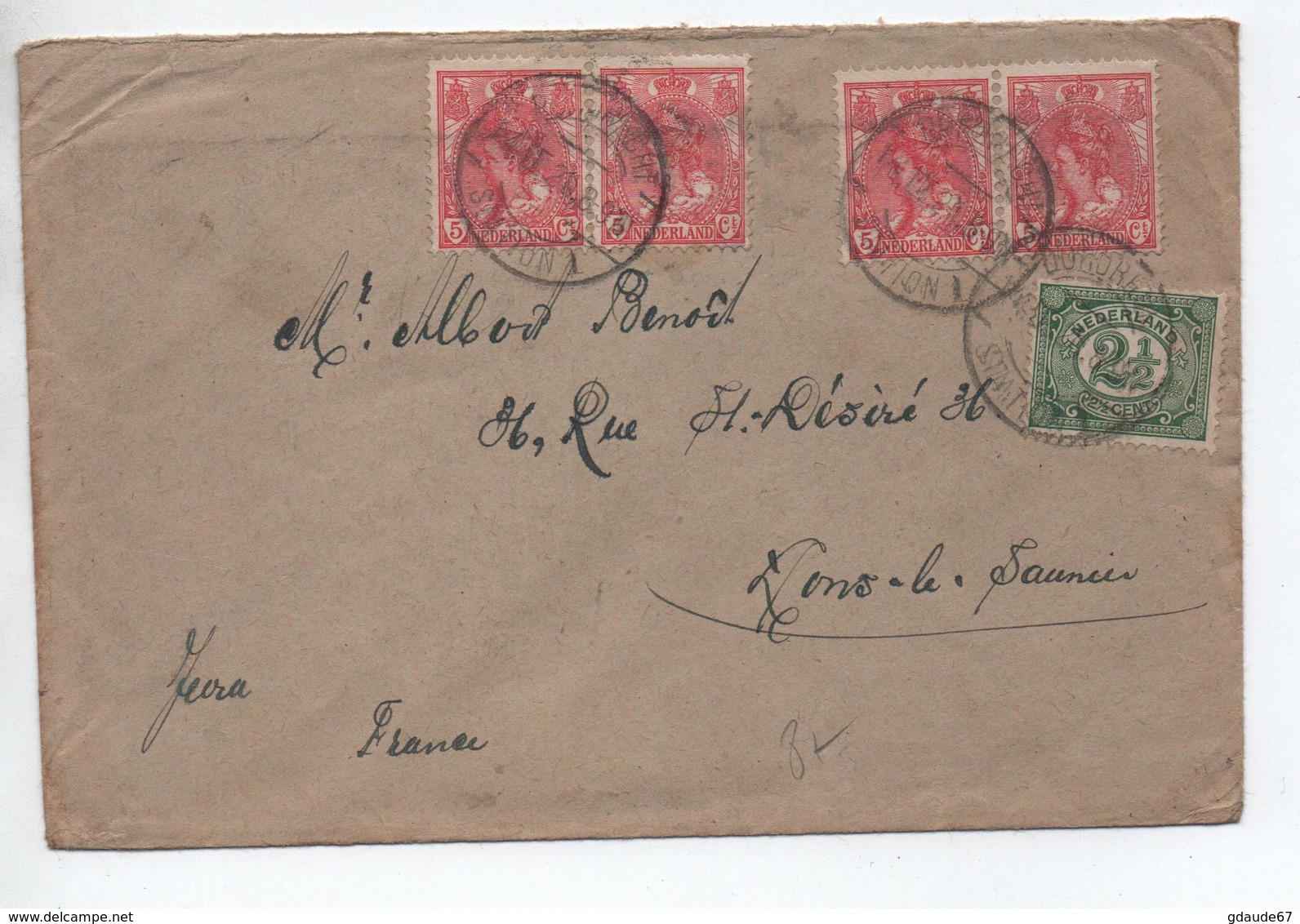 1921 - ENVELOPPE De DODRECHT Pour LONS LE SAUNIER (JURA) - Poststempels/ Marcofilie