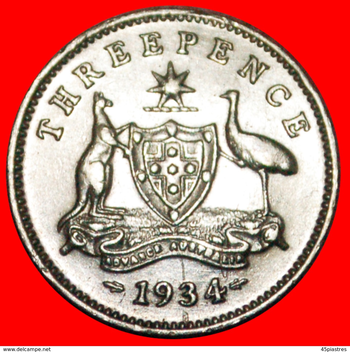 ~ SILVER: AUSTRALIA ★ 3 PENCE 1934! George V (1911-1936) LOW START ★ NO RESERVE! - Threepence