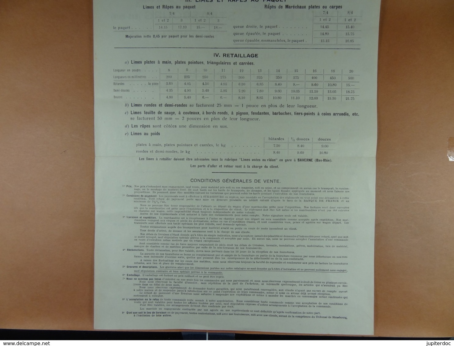 Léopold & Cie Strasbourg Usine De Saverne Prix Des Limes Et Rapes En Papier Fondu - Material Und Zubehör