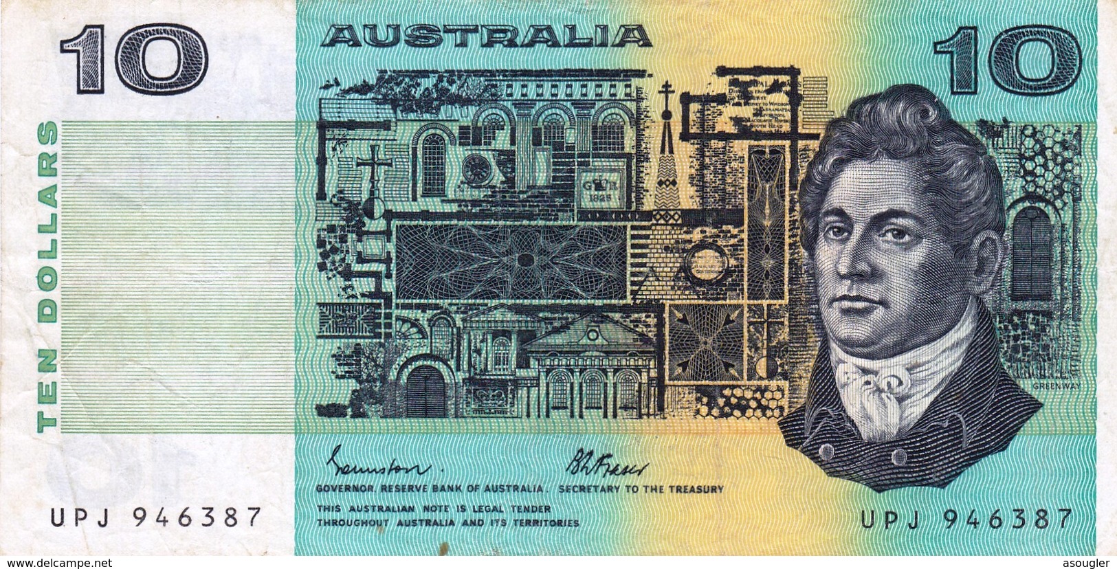 AUSTRALIA 10 DOLLARS ND 1985 F-VF P-45e "free Shipping Via Registered Air Mail" - 1974-94 Australia Reserve Bank