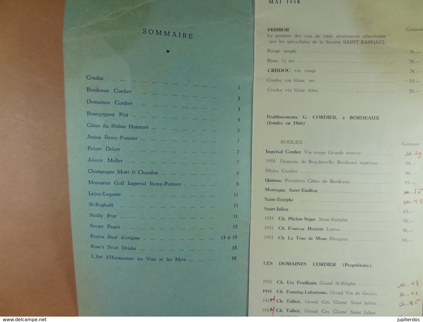 Marcel Remy Grands Vins Et Spiritueux De Classe  Cerfontaine 1958 (16 Pages) - Levensmiddelen