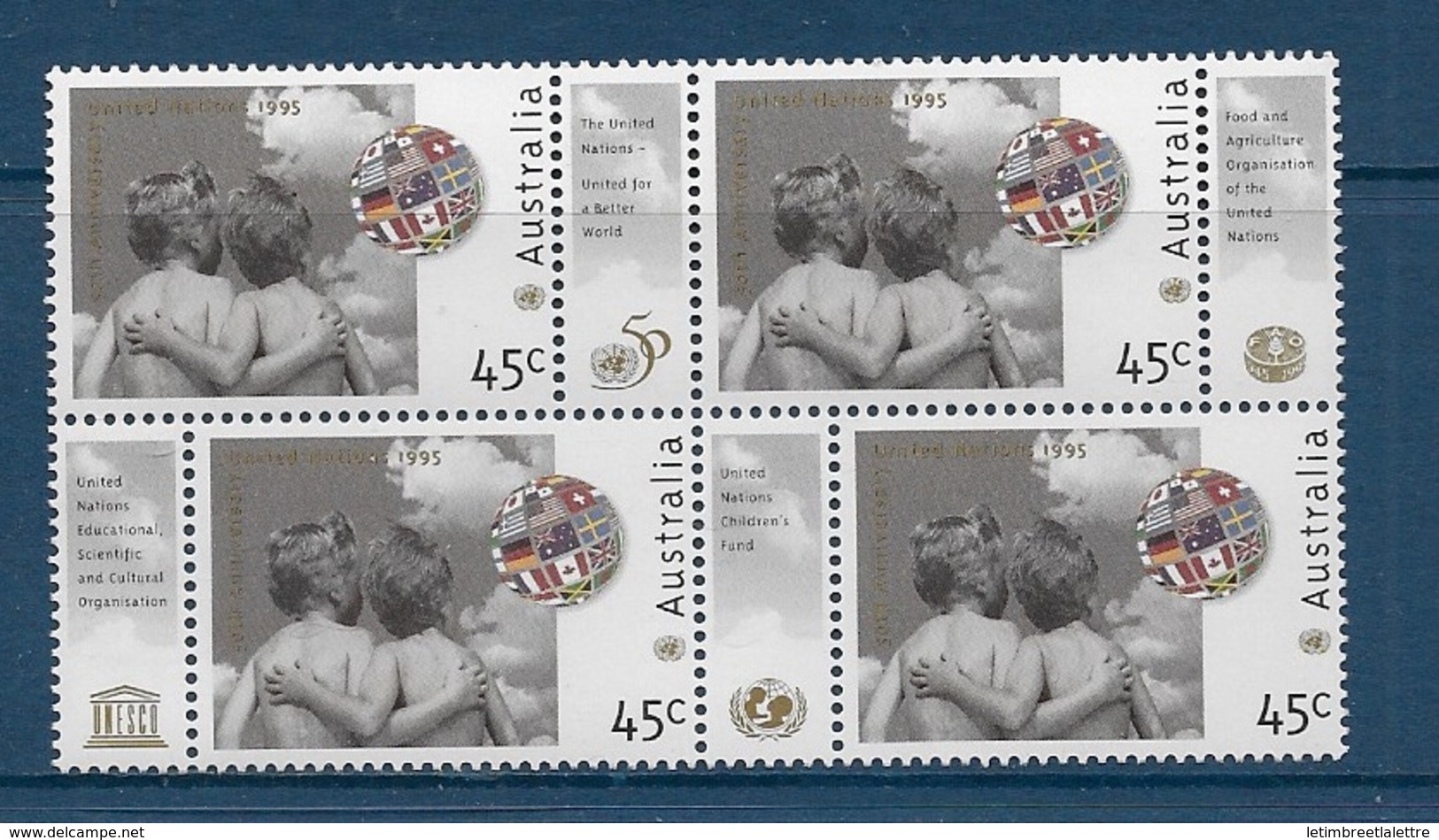 Australie N°1450 ** Se Tenant En Bloc De 4 - Mint Stamps