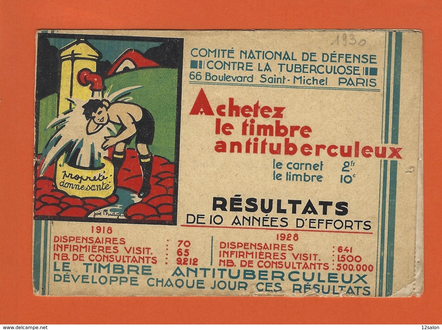 FRANCE ERINNOPHILIE CARNET TUBERCULOSE 1930 BANANIA - Autres & Non Classés