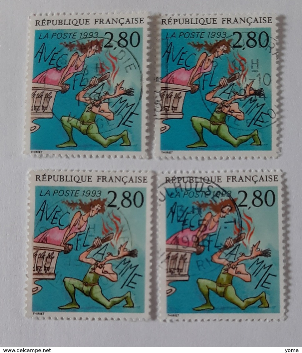 N° 2840 B      Variété Avec Accent Sur Le E De Avéc -  Lot De 4 Exemplaires - Oblitérés