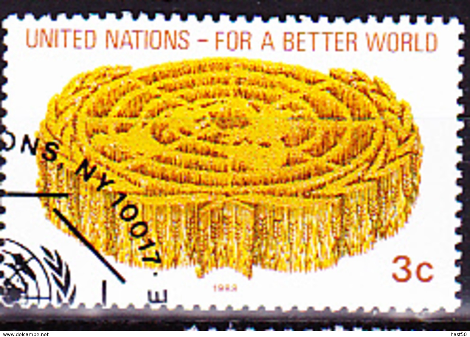 UNO New York - UNO-Emblem Aus Getreideähren (MiNr: 546) 1988 - Gest Used Obl - Oblitérés