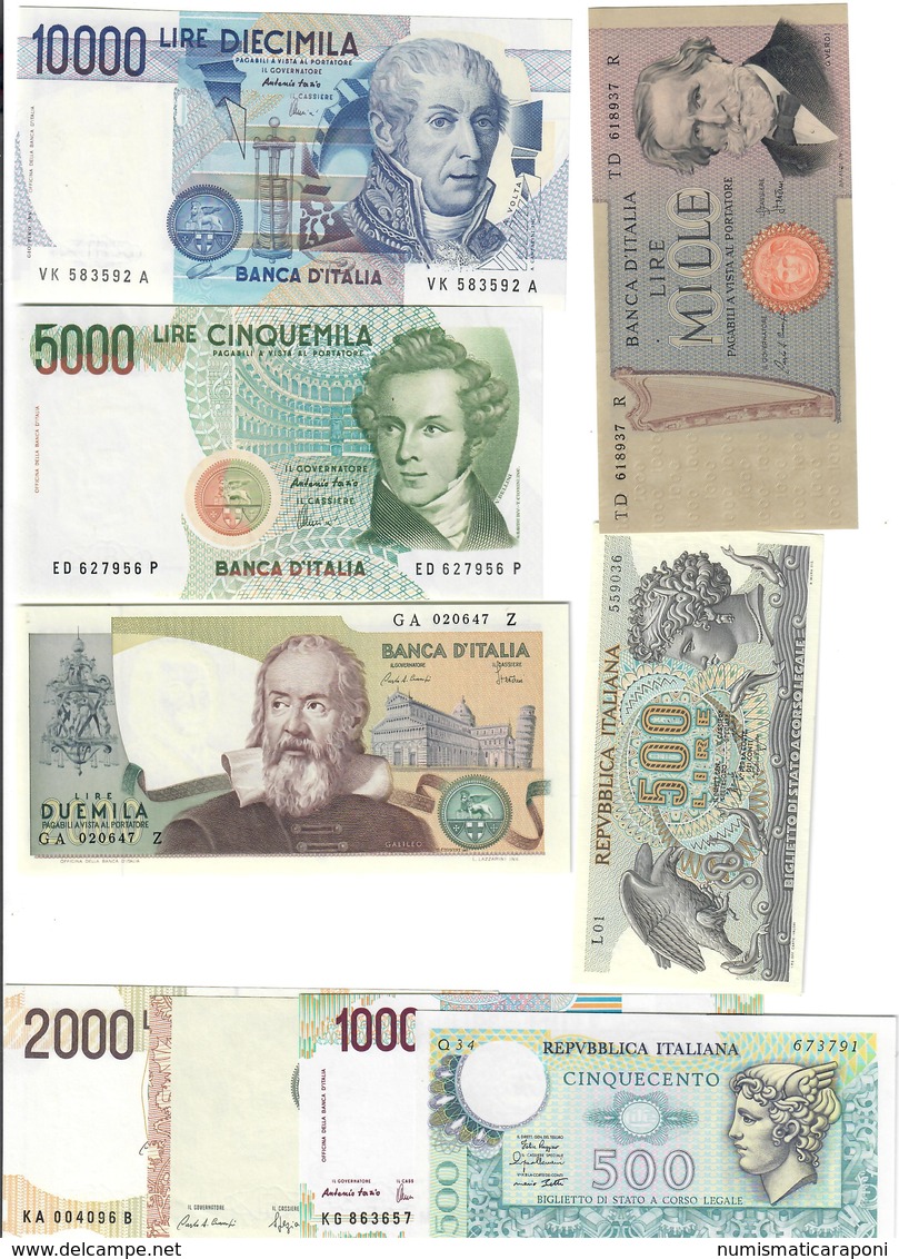 9 BANCONOTE SUP/FDS 500-1000-2000-5000-10000 LIRE LOTTO 2710 - Collections