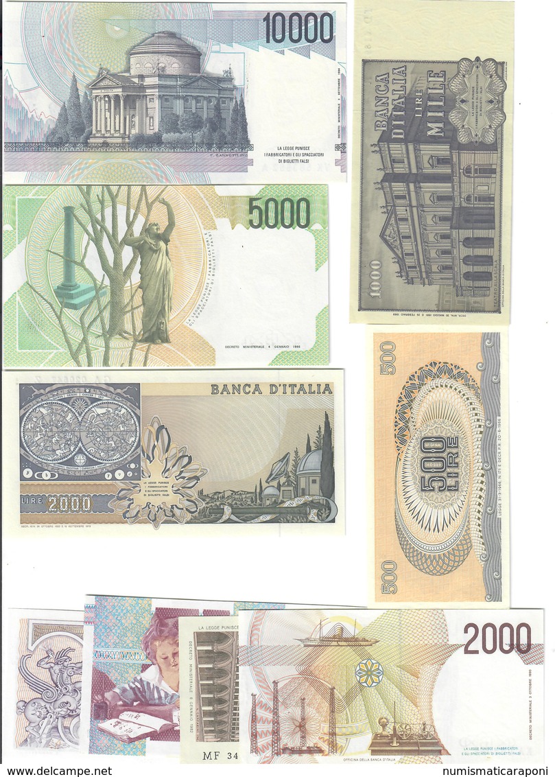 9 BANCONOTE SUP/FDS 500-1000-2000-5000-10000 LIRE LOTTO 2710 - Collections