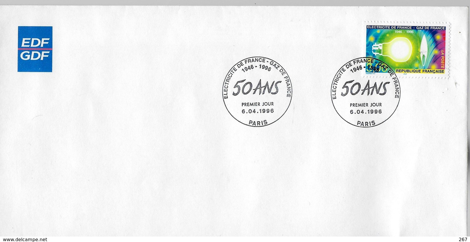 FRANCE Lettre  FDC Gaz De France Ampoule - Gaz