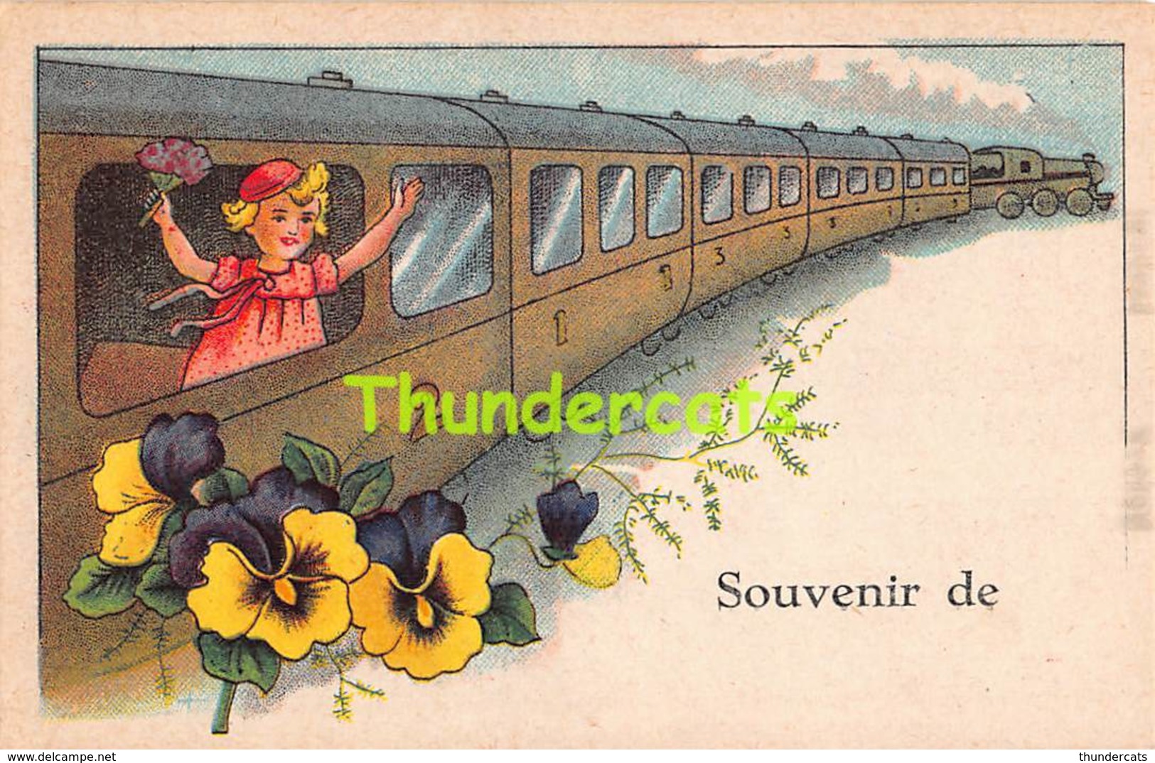 CPA SOUVENIR DE TRAIN CHEMIN DE FER BAISER DE AMIETIES DE BONJOUR DE ... ( CARTE VIERGE ) P.J. BRUXELLES - Souvenir De...